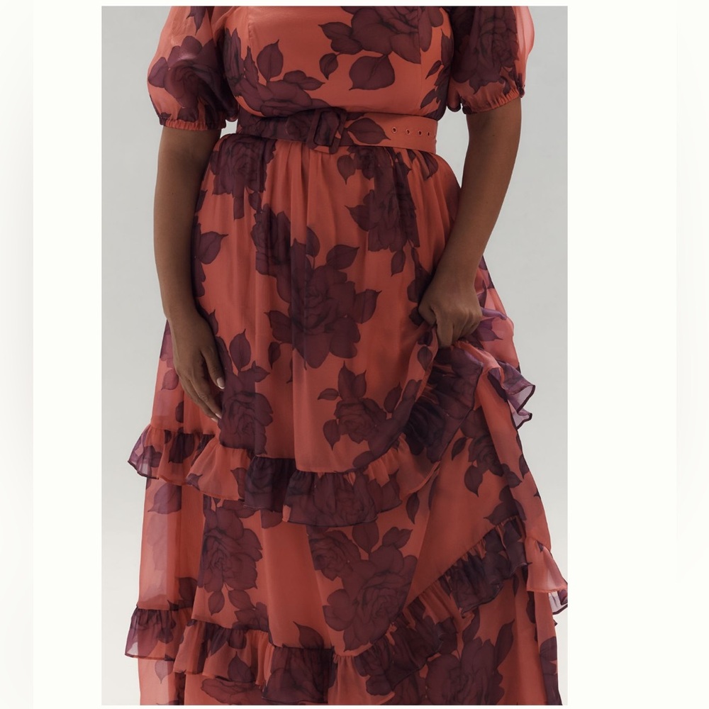 NWT Anthropologie Hutch Women's Puff Sleeve Ruffle Midi Dress 2X - Picture 3 of 6